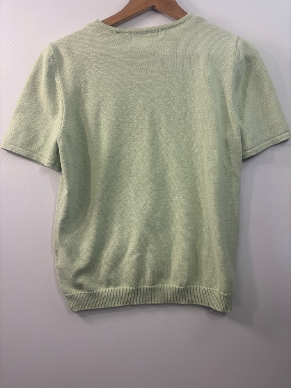Alfred Dunner Floral Embroidered Beaded Short Sleeve Sweater Small Green VTG - Picture 7 of 8